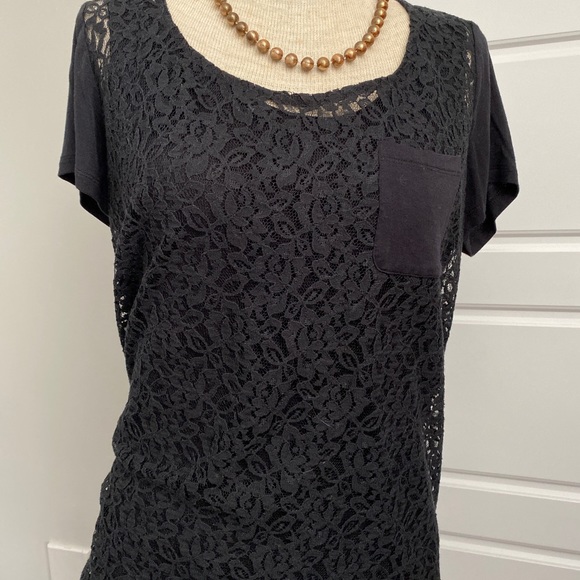 Nordstrom Top Black Lace Front - Picture 7 of 9